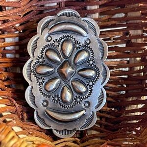 Sterling silver Native Concho Hand stamped design by Artist Yazzie